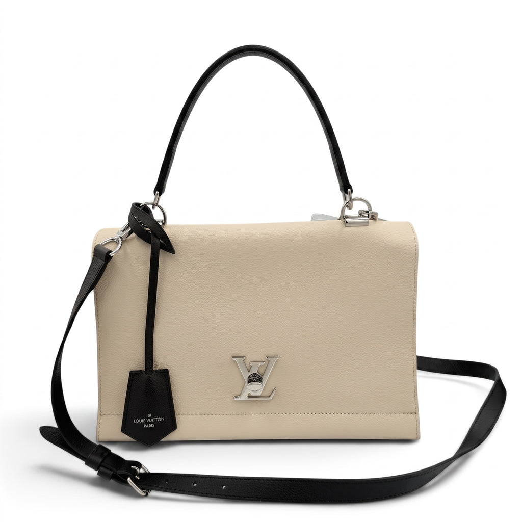 Louis Vuitton Lockme Flap MM Taurillon Leather Shoulder Bag – Crème & Black