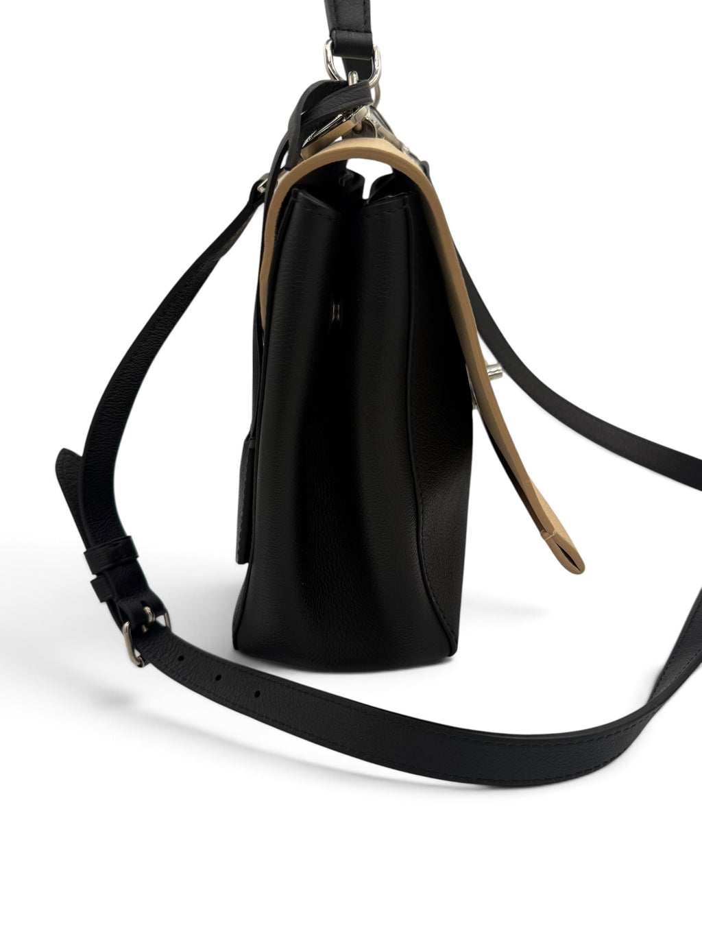Louis Vuitton Lockme Flap MM Taurillon Leather Shoulder Bag – Crème & Black