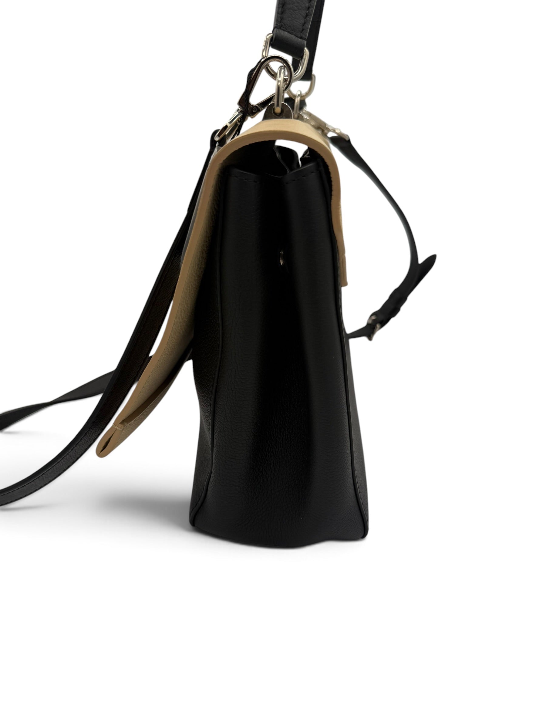 Louis Vuitton Lockme Flap MM Taurillon Leather Shoulder Bag – Crème & Black
