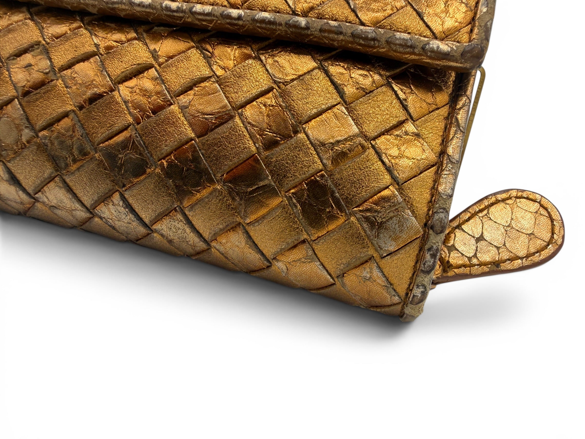 Bottega Veneta Metallic Bronze Intrecciato Continental Wallet