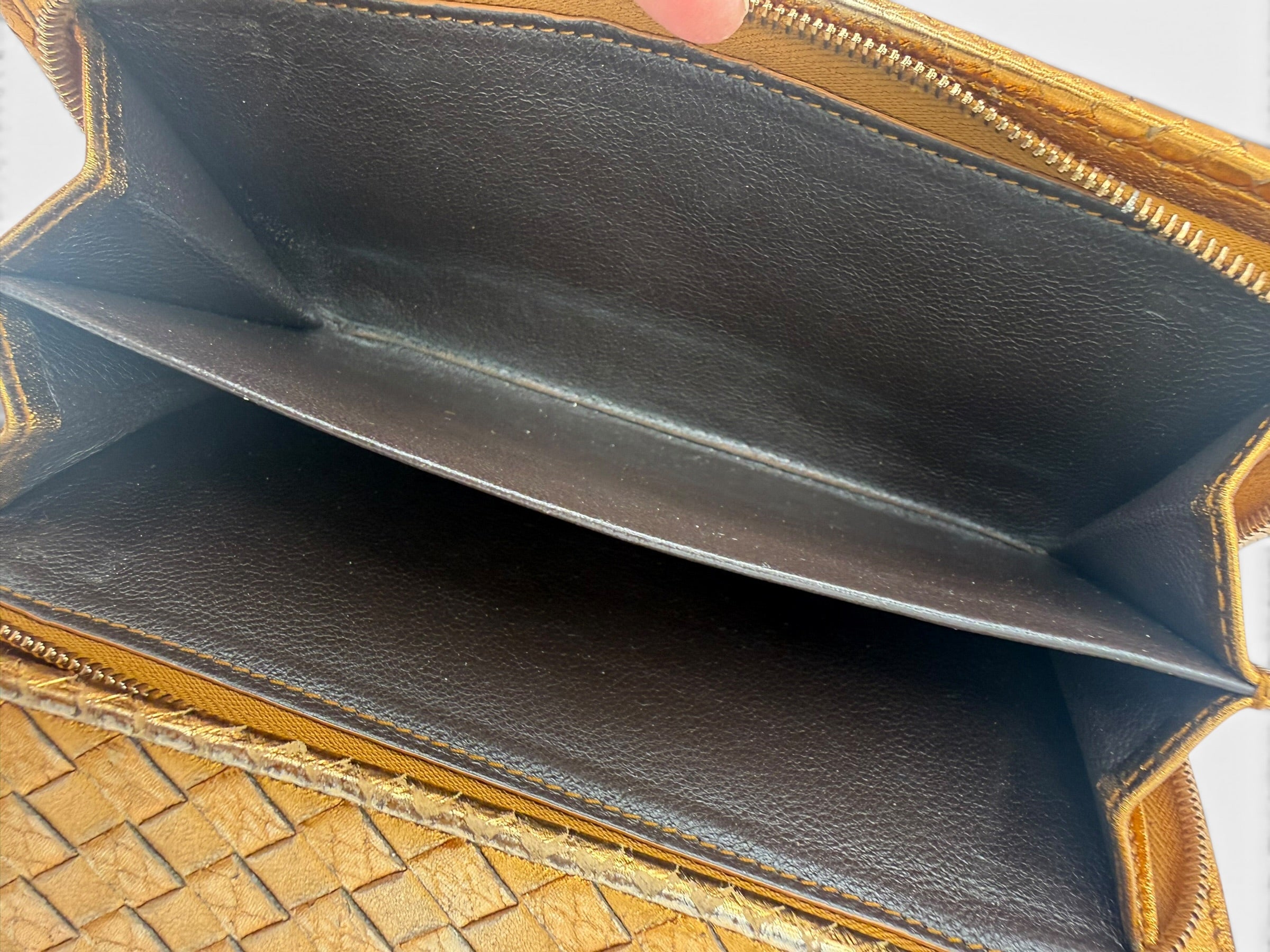 Bottega Veneta Metallic Bronze Intrecciato Continental Wallet