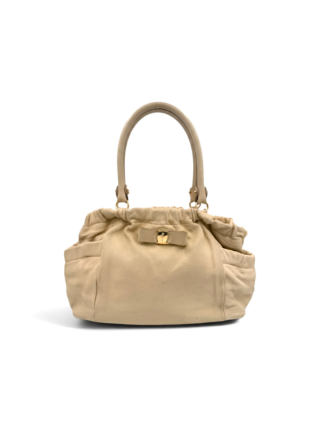 Salvatore Ferragamo Miss Vara Bow Tote – Beige Leather Vintage