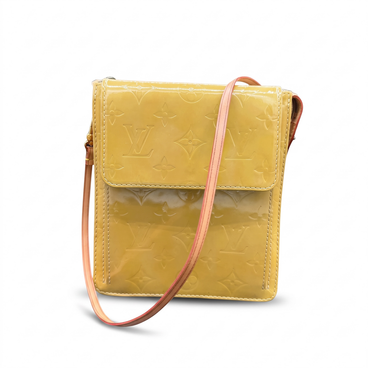 Louis Vuitton Monogram Vernis Mott Shoulder Bag | Yellow Patent Leather | Vintage