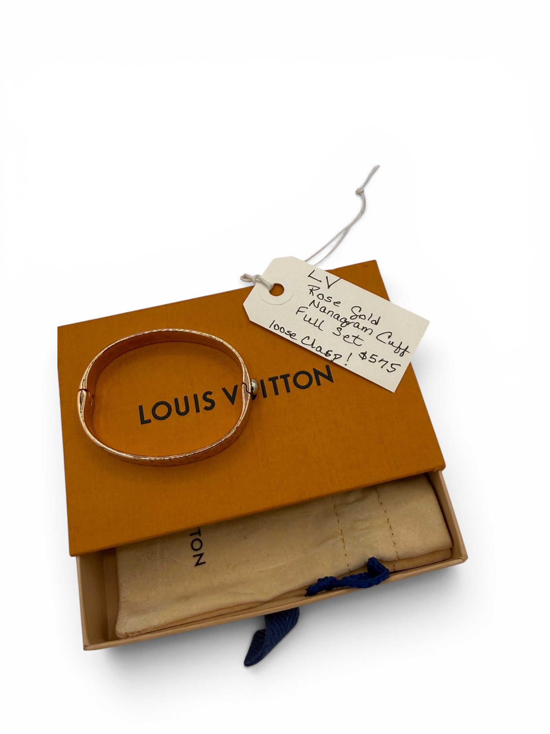 Louis Vuitton Nanogram Cuff Bracelet Rose Gold Size M