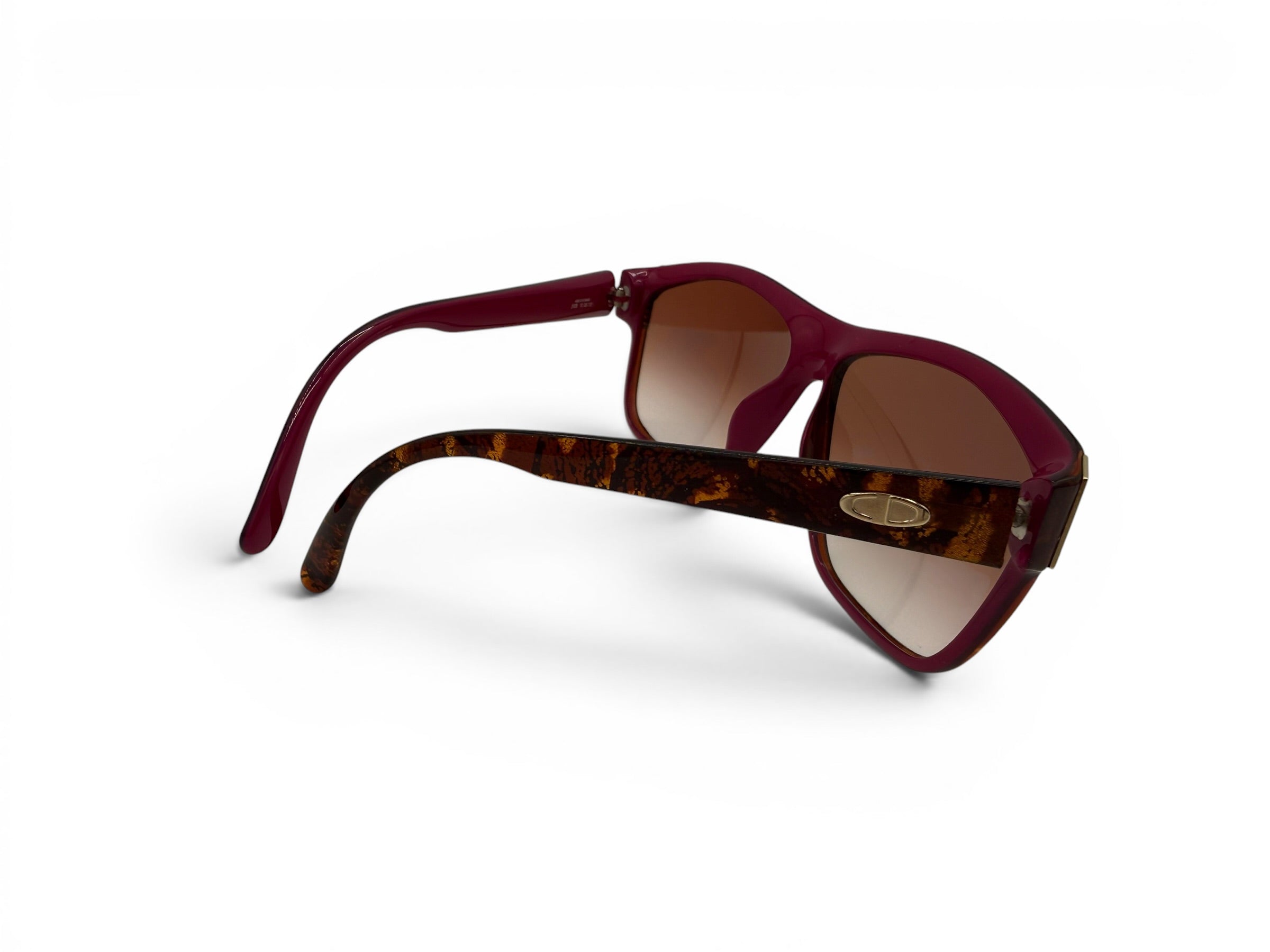 Vintage Christian Optyl Dior Oversized Shield Aviator Sunglasses Tortoise Burgundy Gradient Lenses