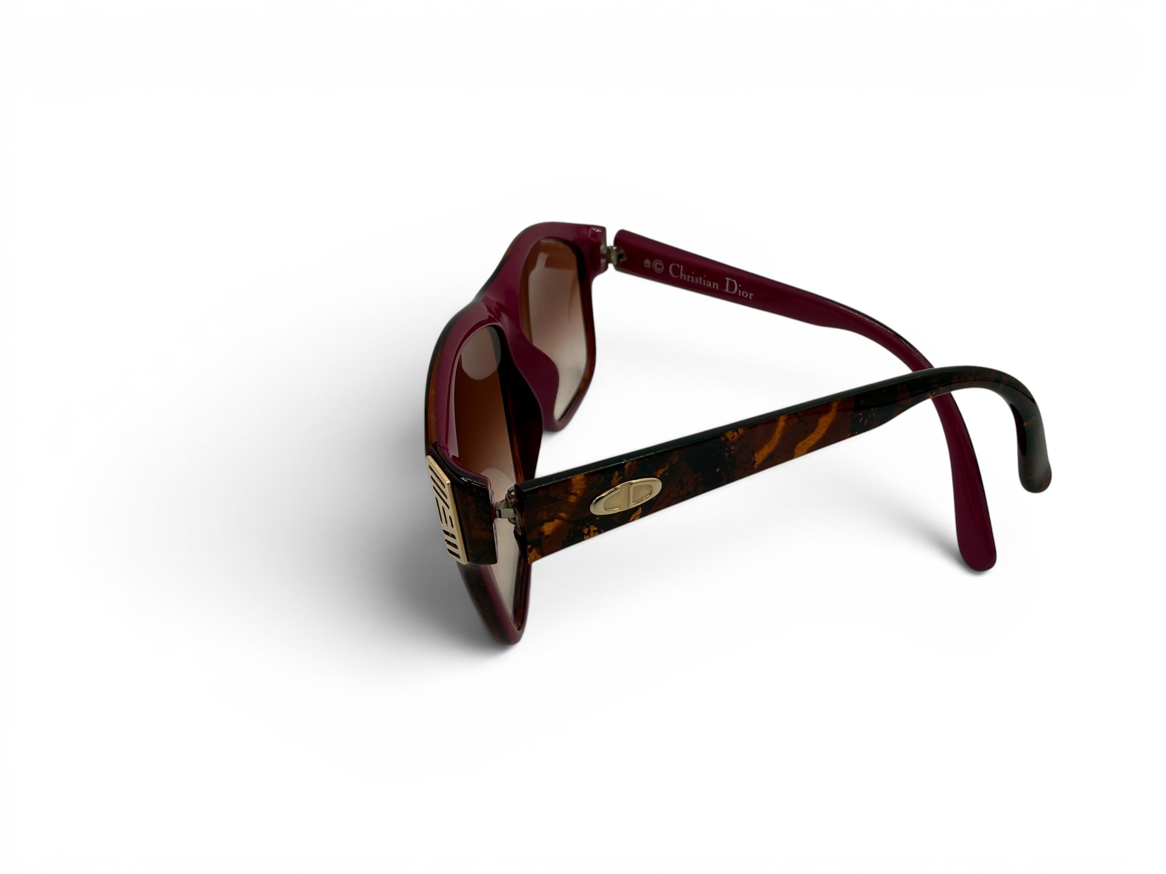 Vintage Christian Optyl Dior Oversized Shield Aviator Sunglasses Tortoise Burgundy Gradient Lenses