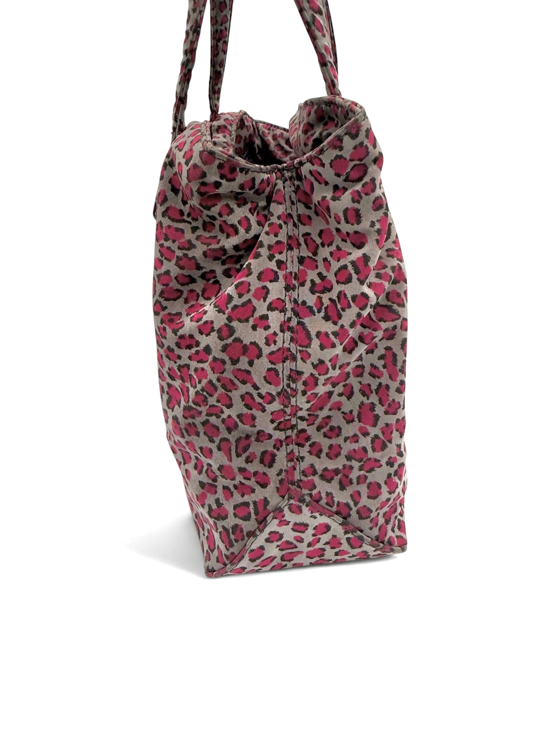 Bottega Veneta Pink Leopard Print Nylon Tote Bag