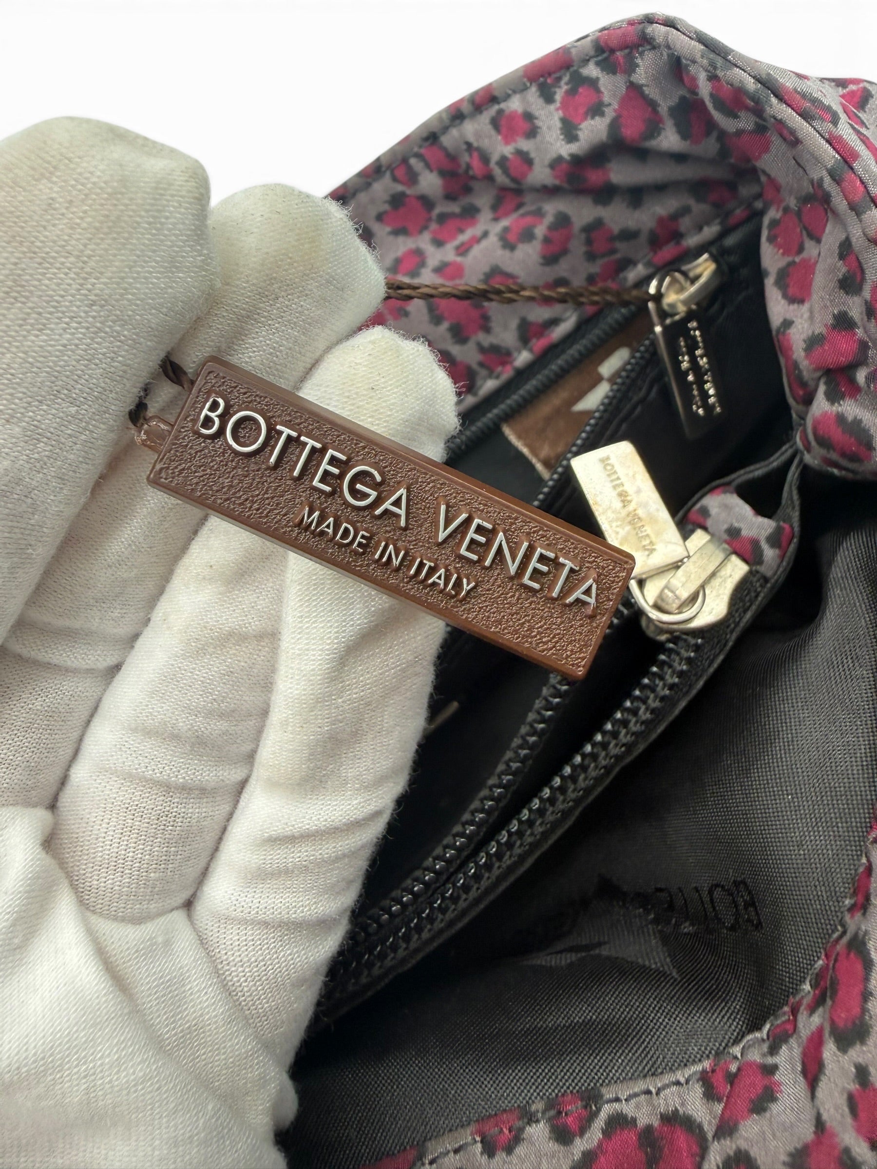Bottega Veneta Pink Leopard Print Nylon Tote Bag