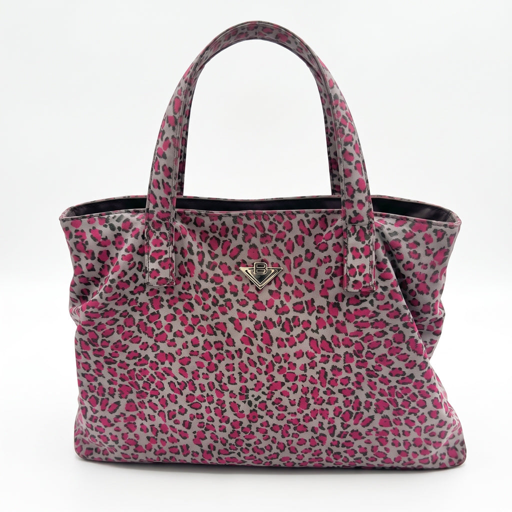 Bottega Veneta Pink Leopard Print Nylon Tote Bag