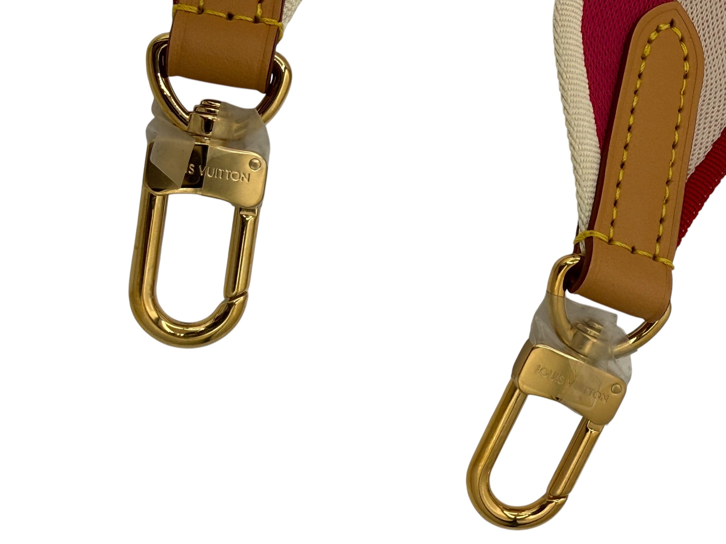 Louis Vuitton Pink Monogram Jacquard Guitar Strap Gold Hardware COA