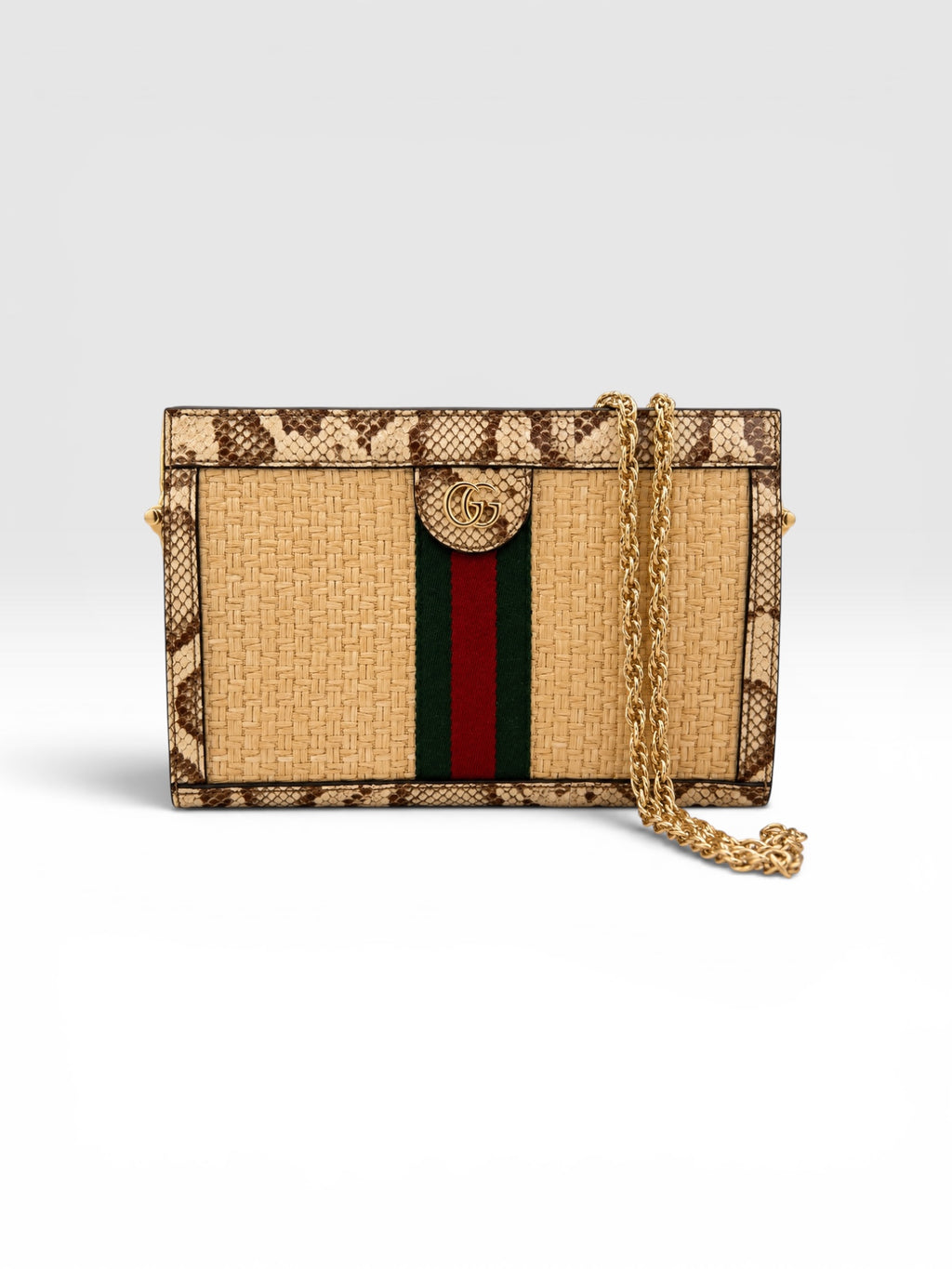 Gucci Python Ophidia bag w double G emblem Raffia/Python
