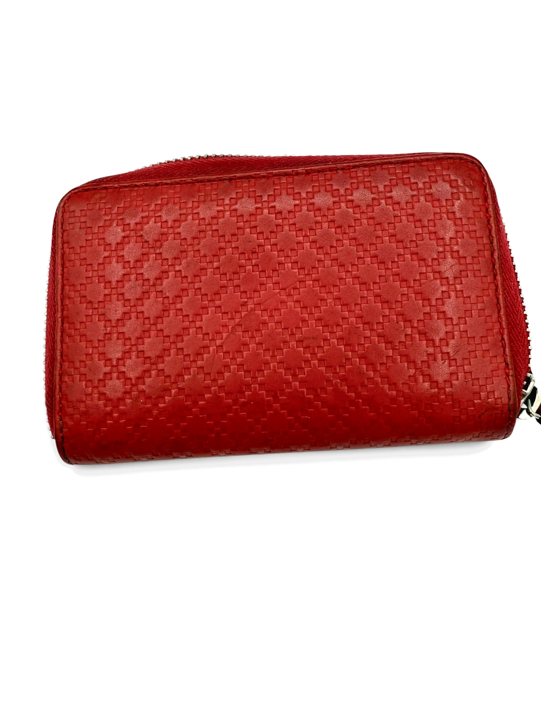 Gucci Red Diamante Leather Zip Around Wallet