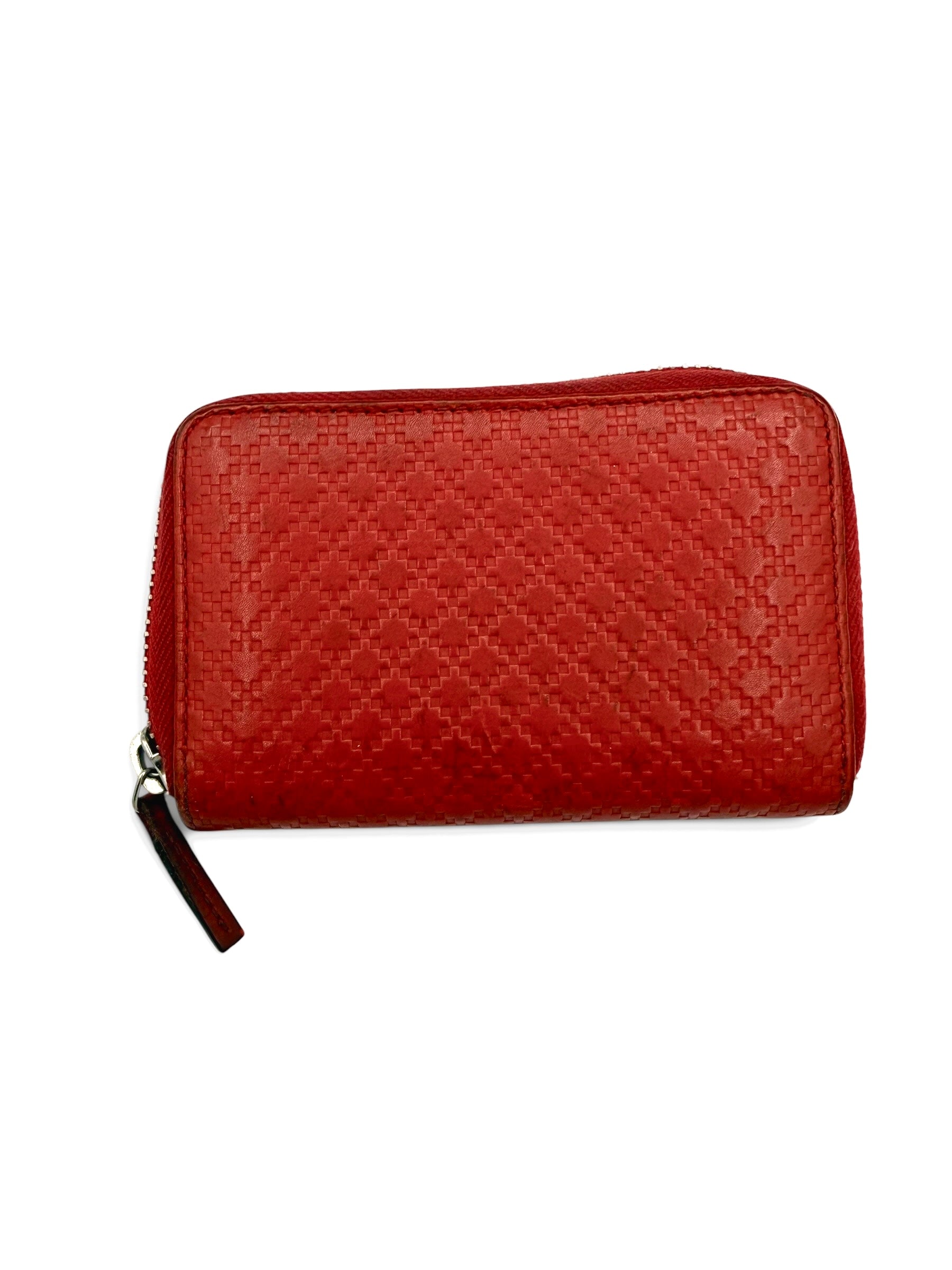 Gucci Red Diamante Leather Zip Around Wallet