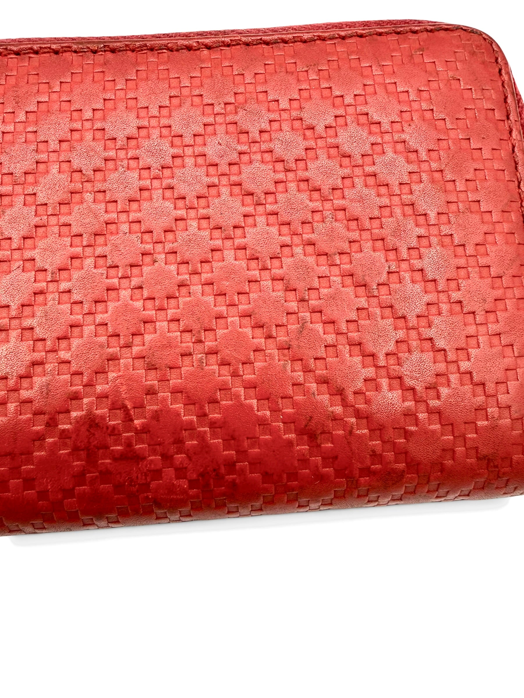 Gucci Red Diamante Leather Zip Around Wallet