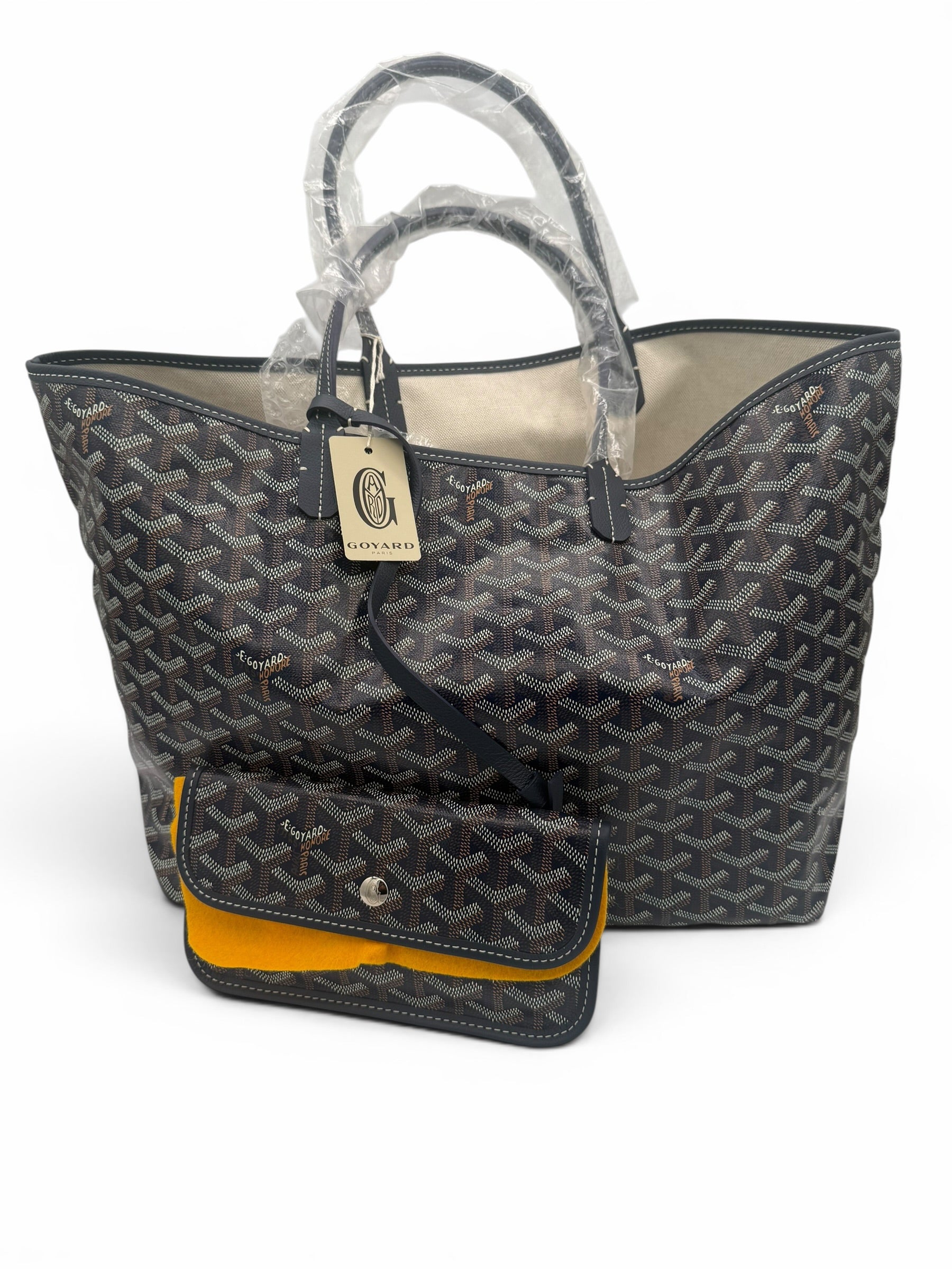 Goyard Saint Louis PM Black Goyardine Tote Bag with Matching Pouch - NEW