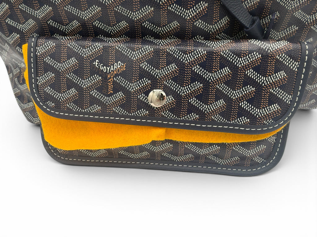 Goyard Saint Louis PM Black Goyardine Tote Bag with Matching Pouch - NEW