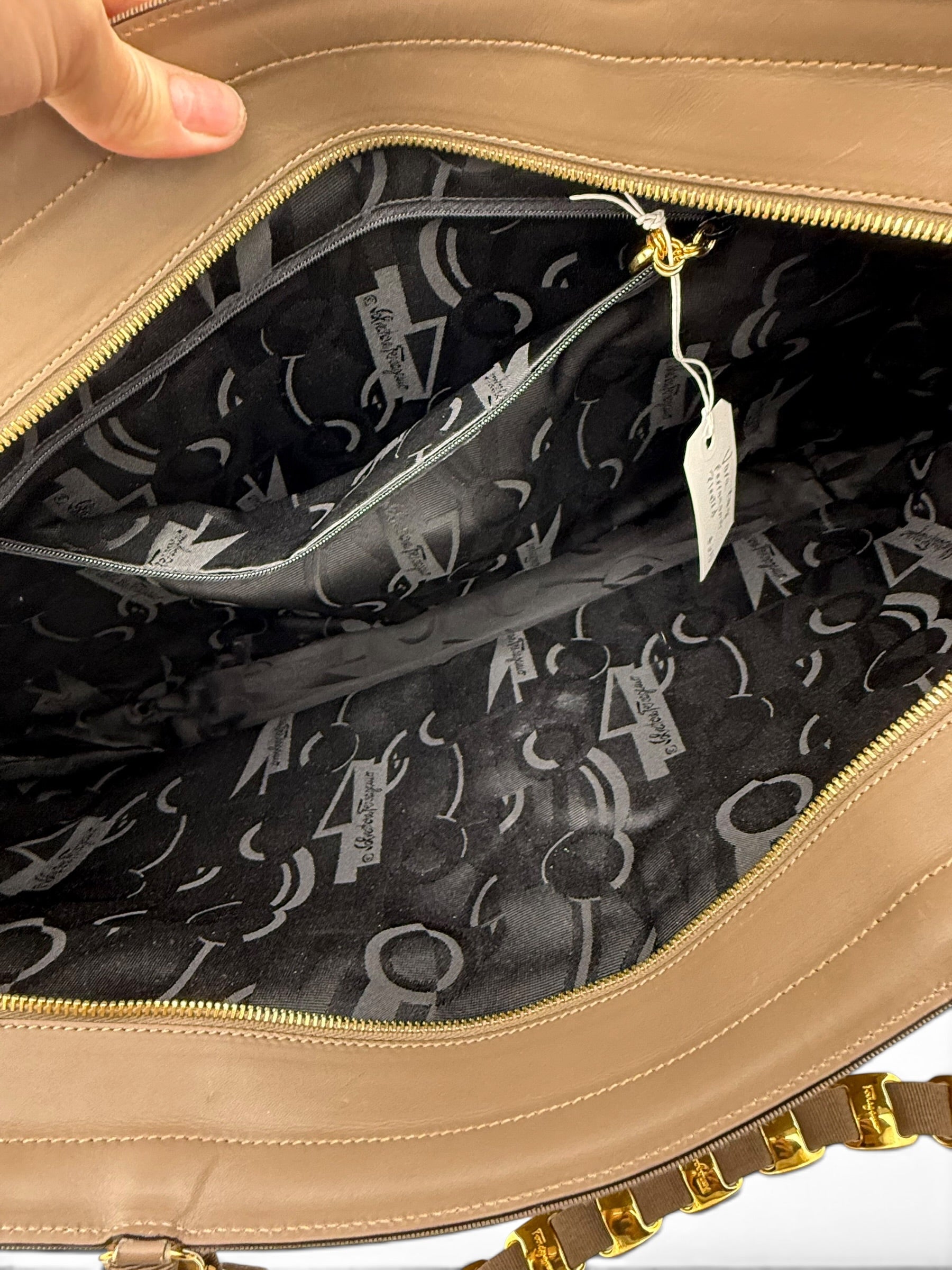 Salvatore Ferragamo Vintage Vara Ribbon Tiered Chain Tote Bag