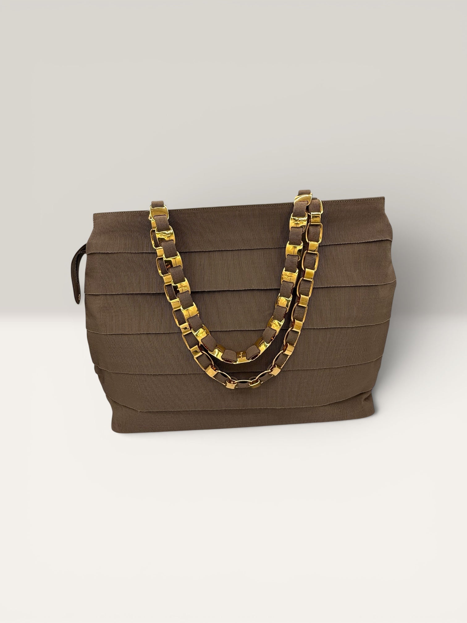 Salvatore Ferragamo Vintage Vara Ribbon Tiered Chain Tote Bag