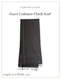 Gucci Cashmere Check Scarf Brown 67 x 14 in