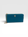 Bvlgari Serpenti Forever Turqoiuse Leather Zip Wallet on Chain, Box, NFC Card & Papers