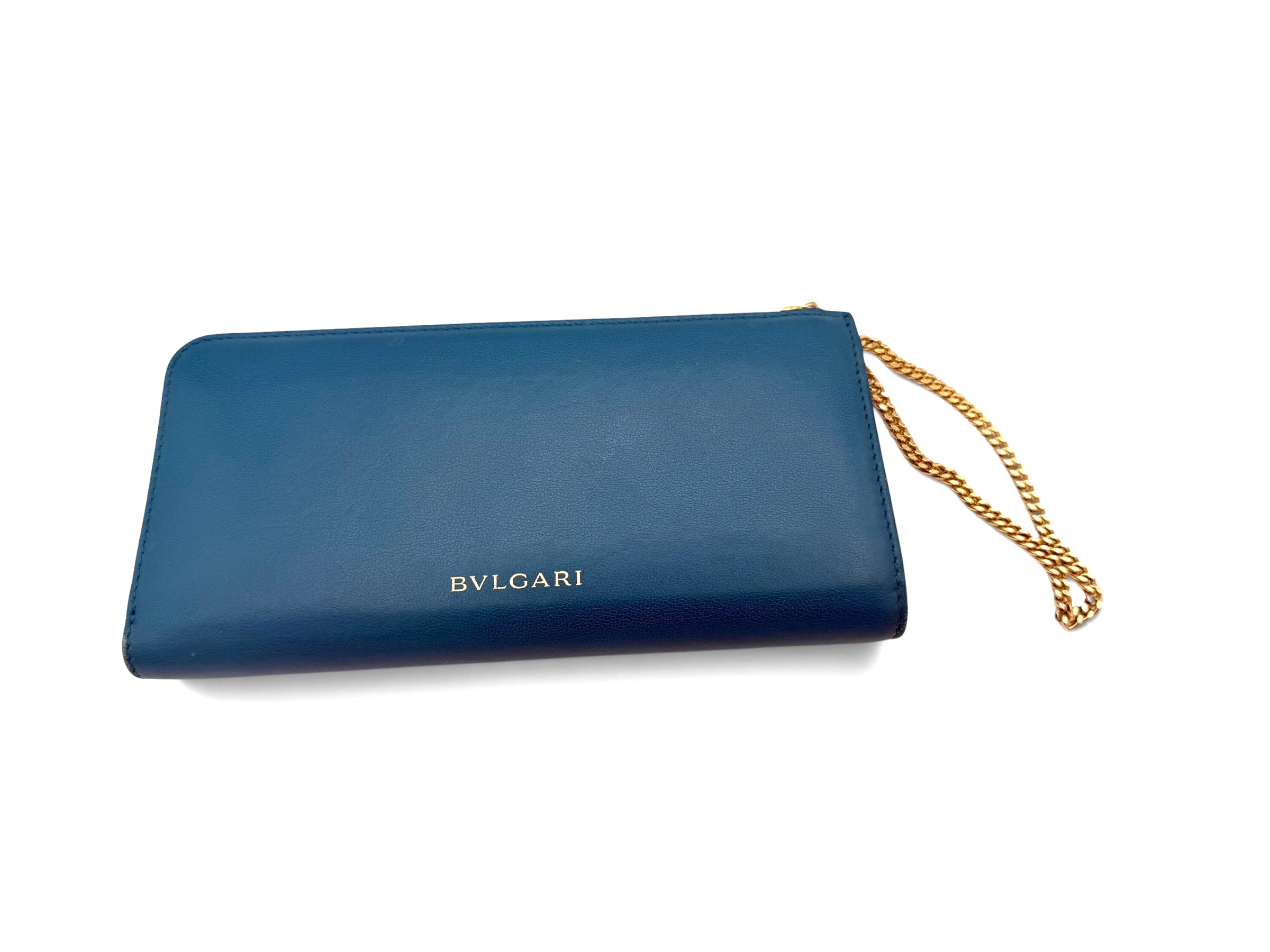 Bvlgari Serpenti Forever Turqoiuse Leather Zip Wallet on Chain, Box, NFC Card & Papers