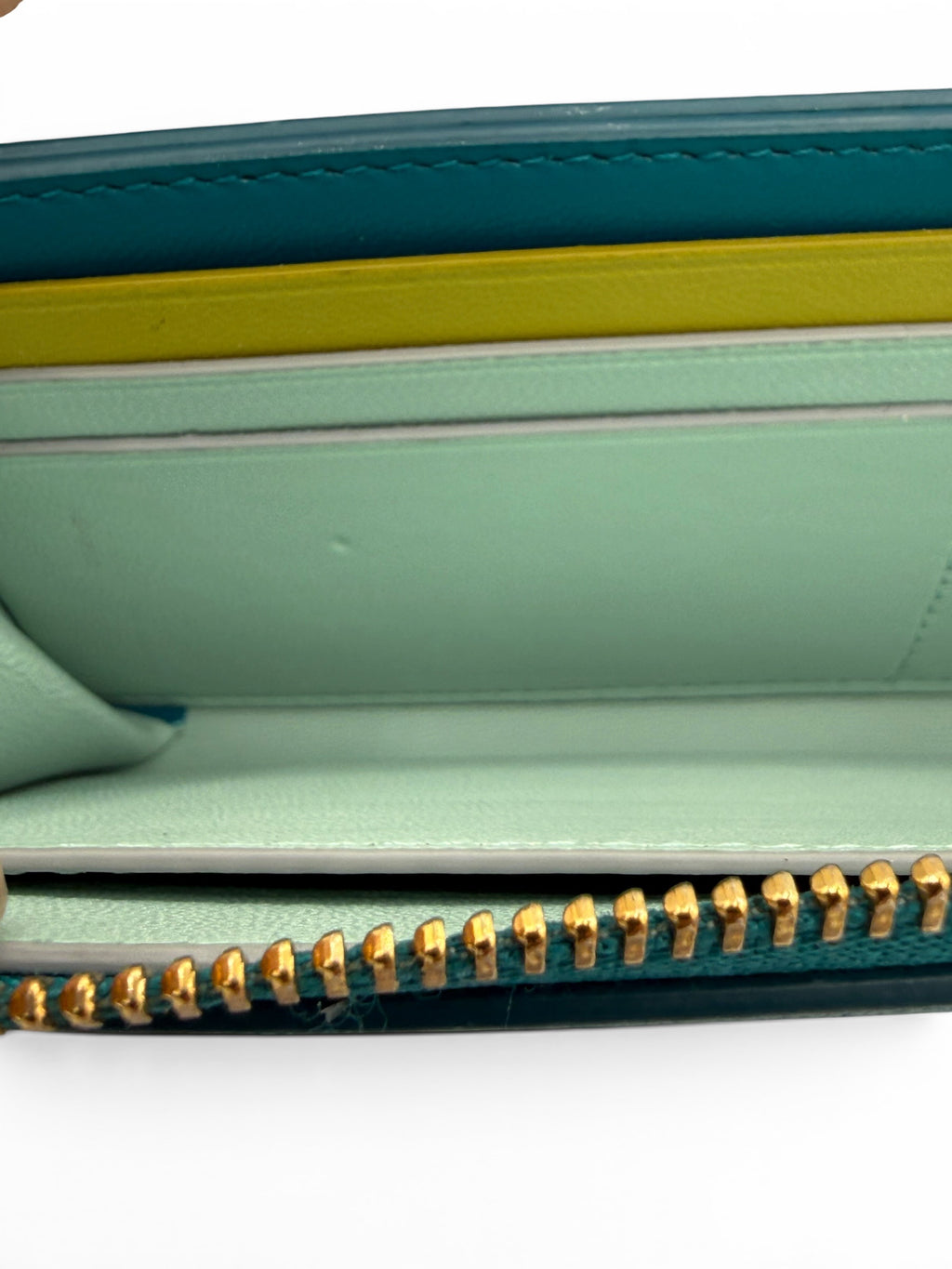Bvlgari Serpenti Forever Turqoiuse Leather Zip Wallet on Chain, Box, NFC Card & Papers