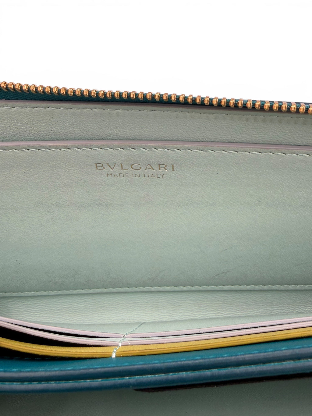 Bvlgari Serpenti Forever Turqoiuse Leather Zip Wallet on Chain, Box, NFC Card & Papers