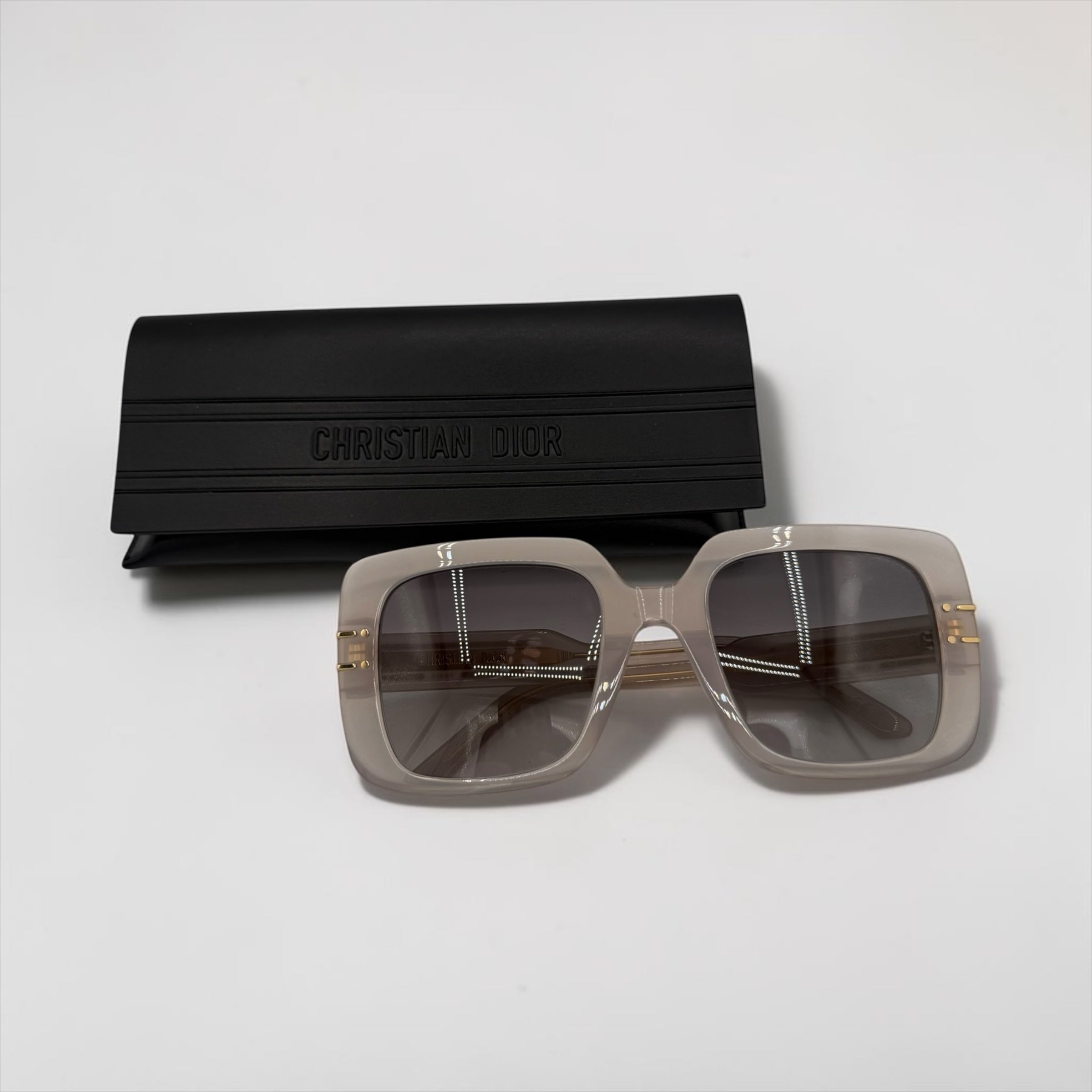 Christian Dior Signature S1I Oversized Square Sunglasses Taupe Gray Gradient Lenses