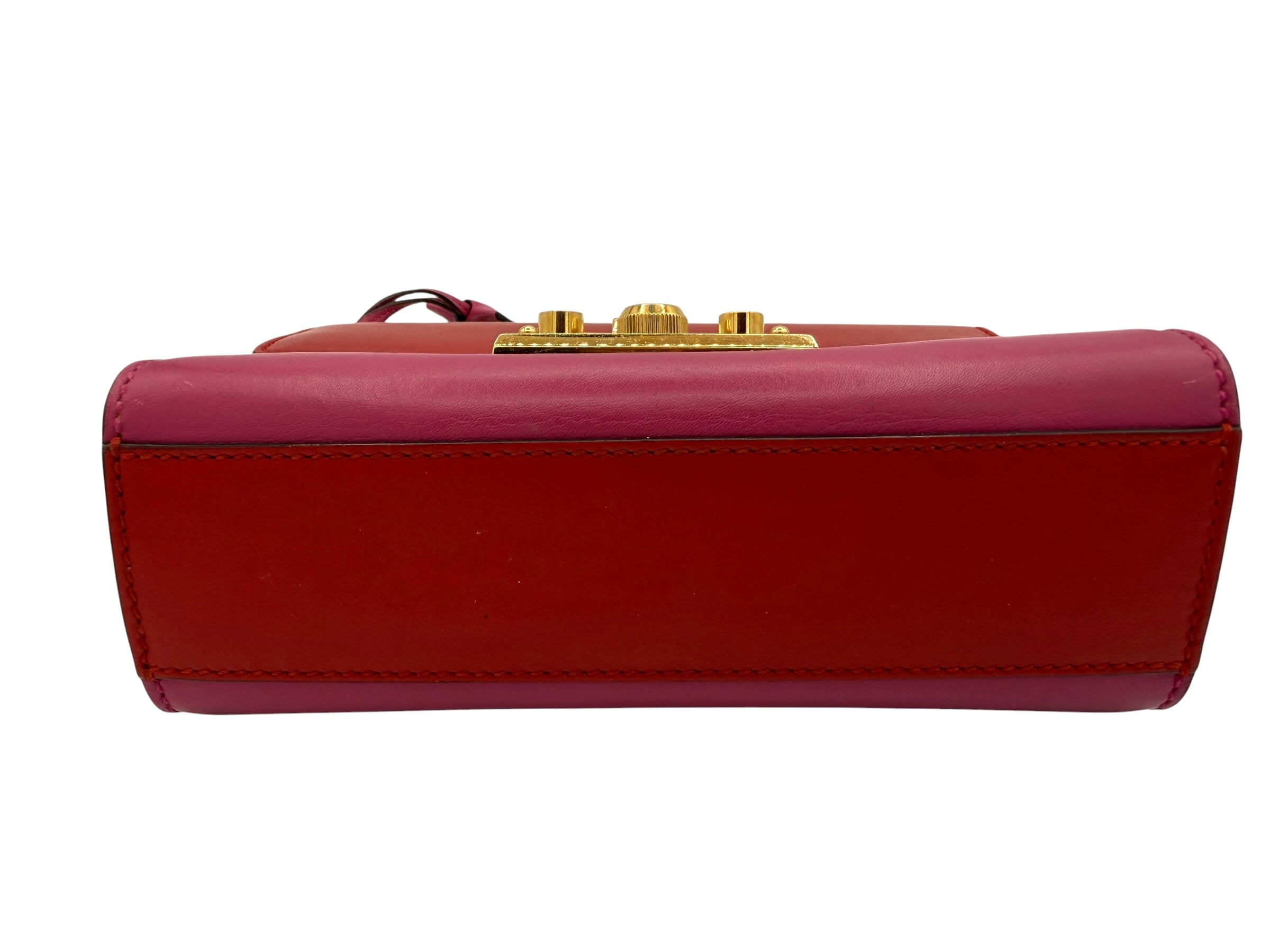 Gucci Bicolor Leather Padlock Small Chain Shoulder Bag In Red & Pink