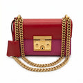 Gucci Bicolor Leather Padlock Small Chain Shoulder Bag In Red & Pink