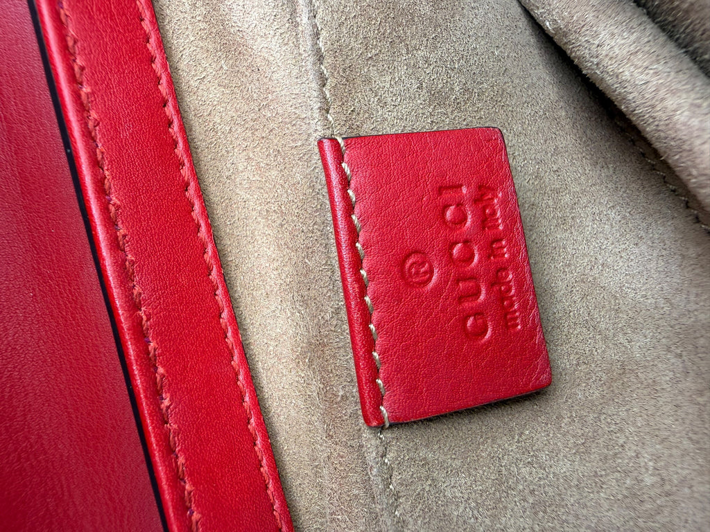 Gucci Bicolor Leather Padlock Small Chain Shoulder Bag In Red & Pink