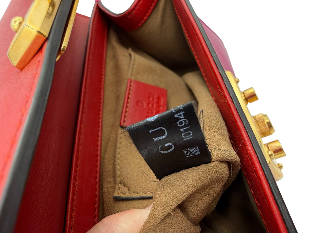 Gucci Bicolor Leather Padlock Small Chain Shoulder Bag In Red & Pink