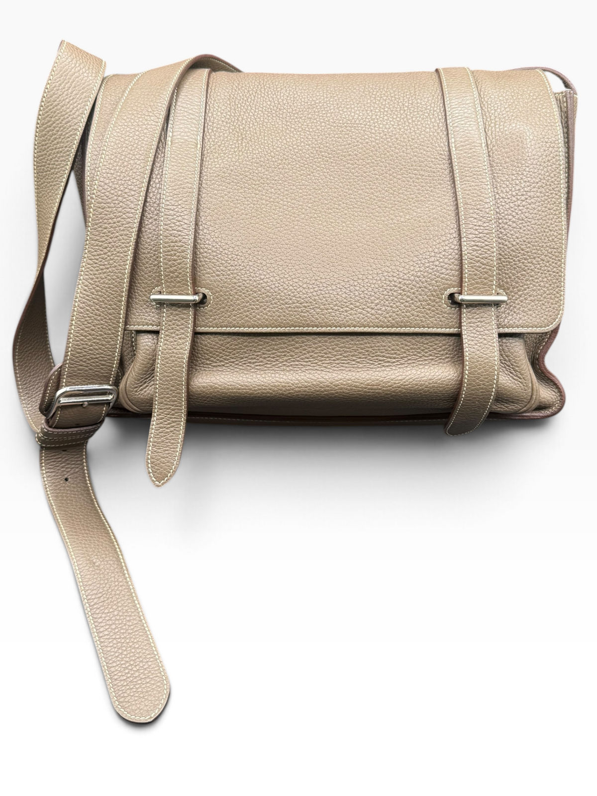 Hermès Steve Messenger 35 Étoupe Clémence Leather Bag with COA