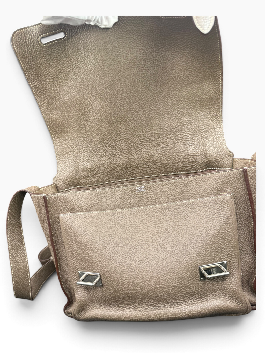 Hermès Steve Messenger 35 Étoupe Clémence Leather Bag with COA