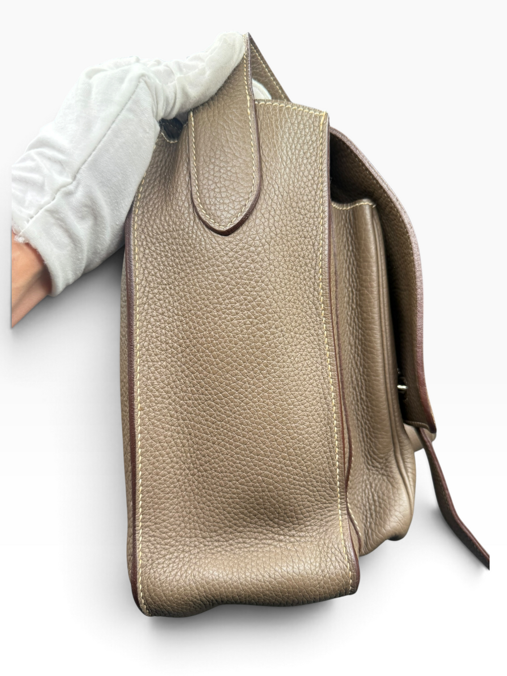 Hermès Steve Messenger 35 Étoupe Clémence Leather Bag with COA