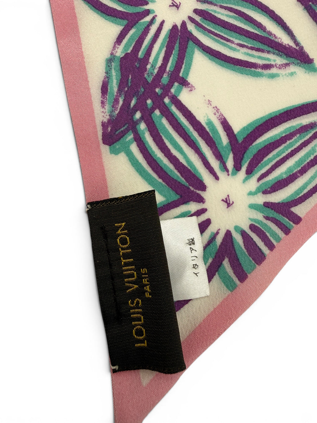 Louis Vuitton Floral Silk Bandeau Scarf Pink Purple Green Monogram Twilly