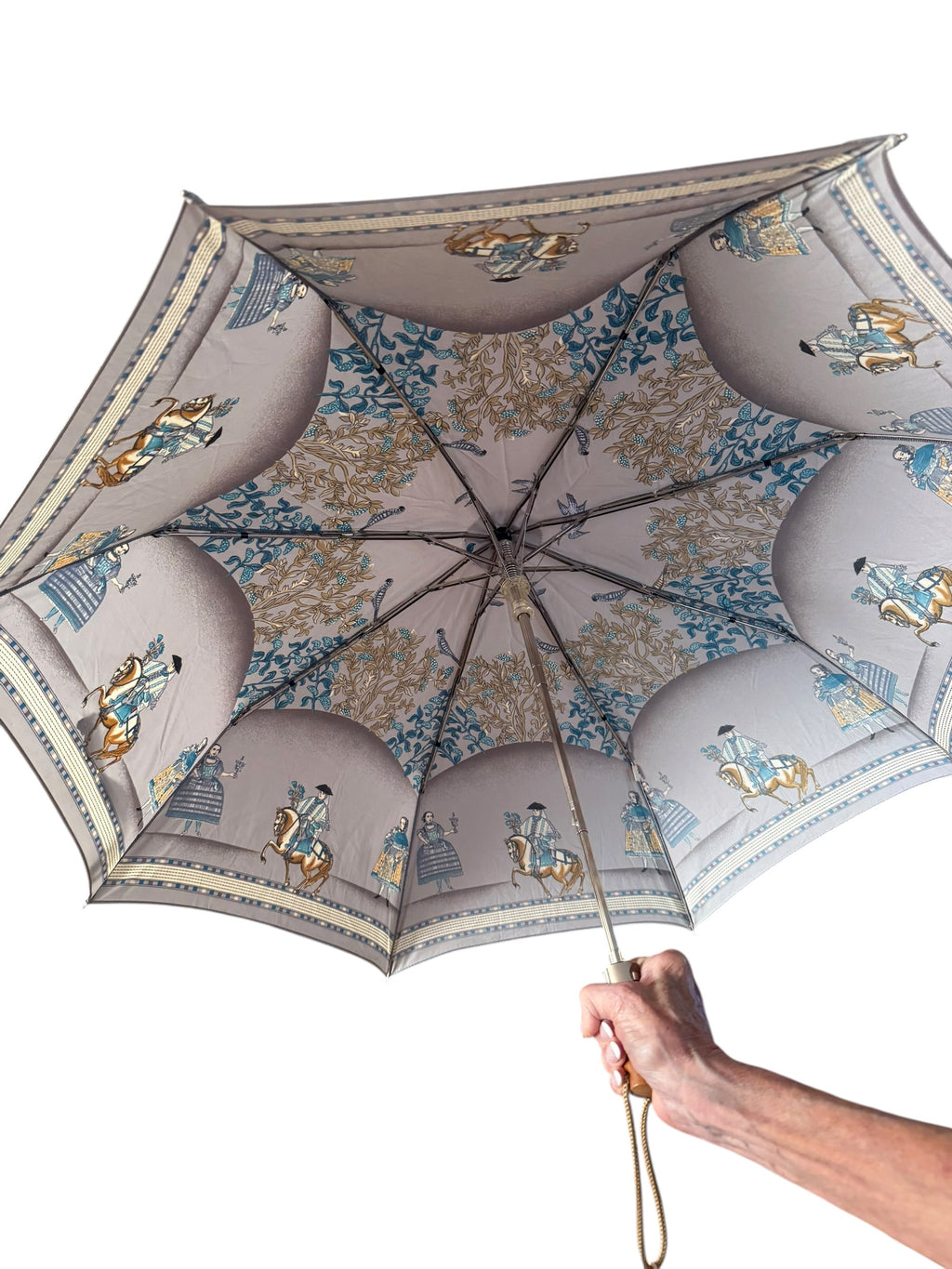 Vintage Loewe Equestrian Floral Print Umbrella - Designer Collectible