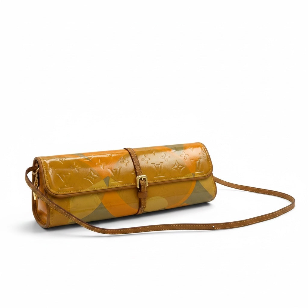 Louis Vuitton Monogram Vernis Fleurs Pochette Shoulder Bag Vintage 2000 w/ COA Details