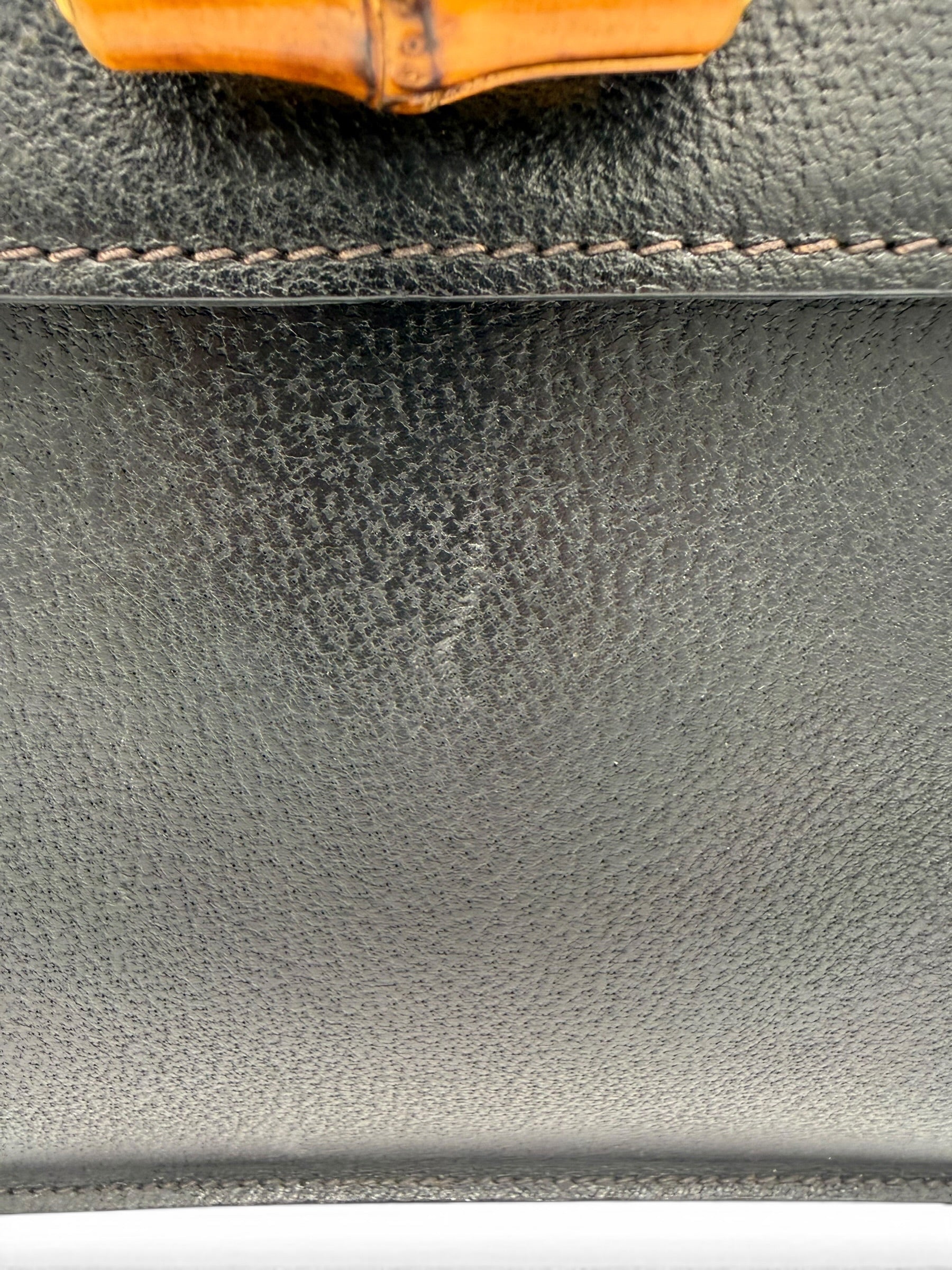 Gucci Vintage Bamboo Top Handle Black Leather Leather Briefcase