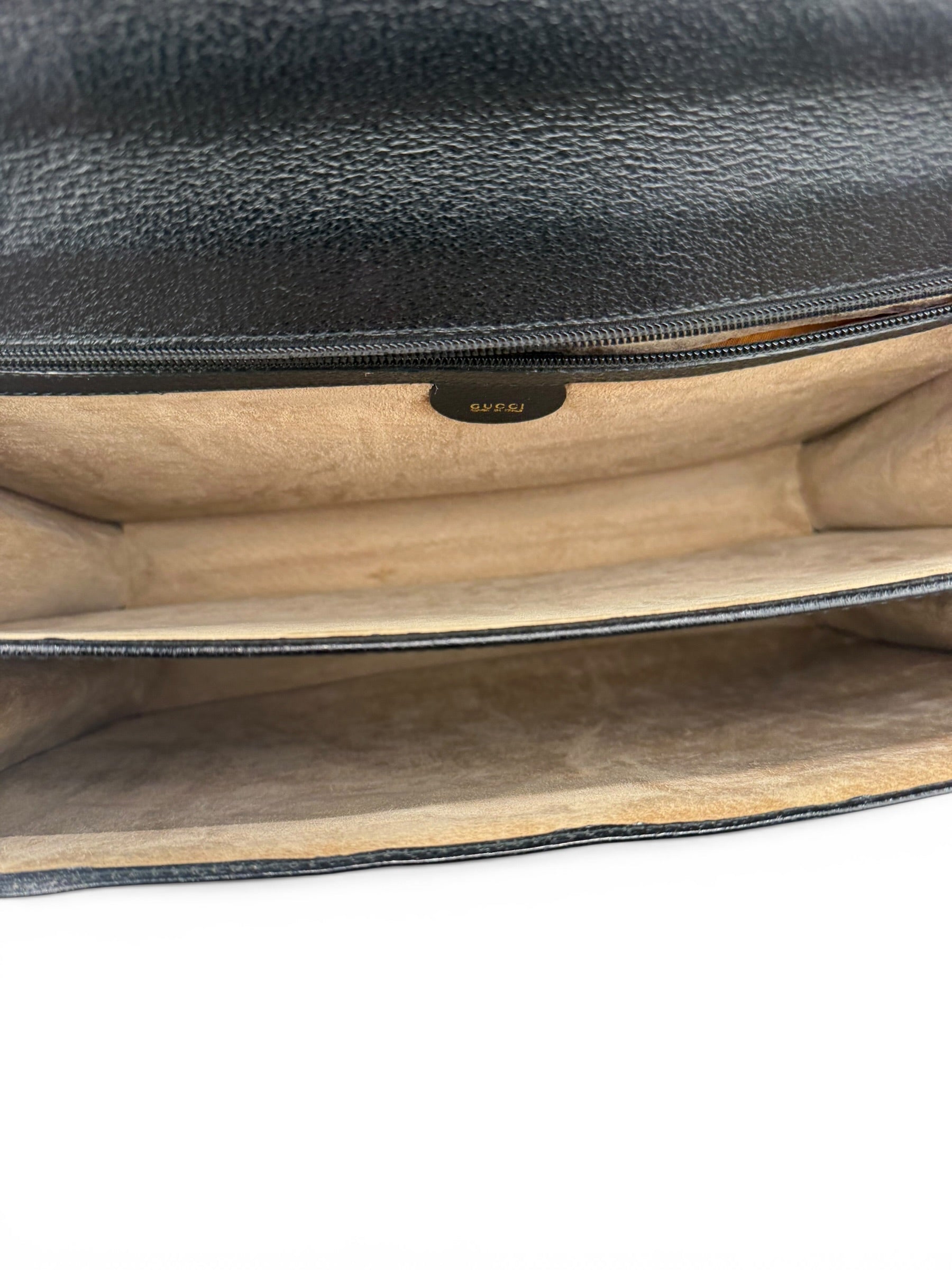 Gucci Vintage Bamboo Top Handle Black Leather Leather Briefcase