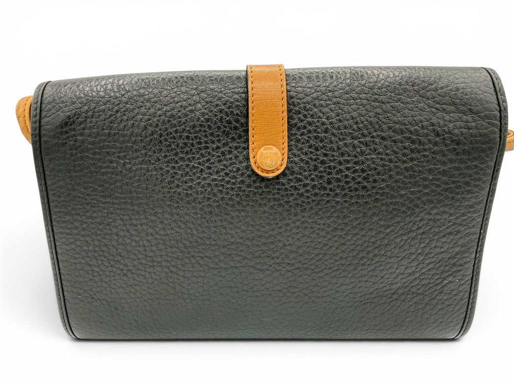 Christian Dior Vintage Black Leather Crossbody Bag w/ Brown Strap