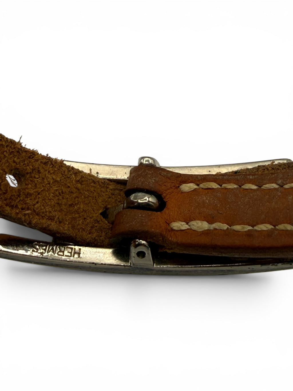 Hermès Paris Vintage Leather Bracelet Brown Gold Tone Hardware
