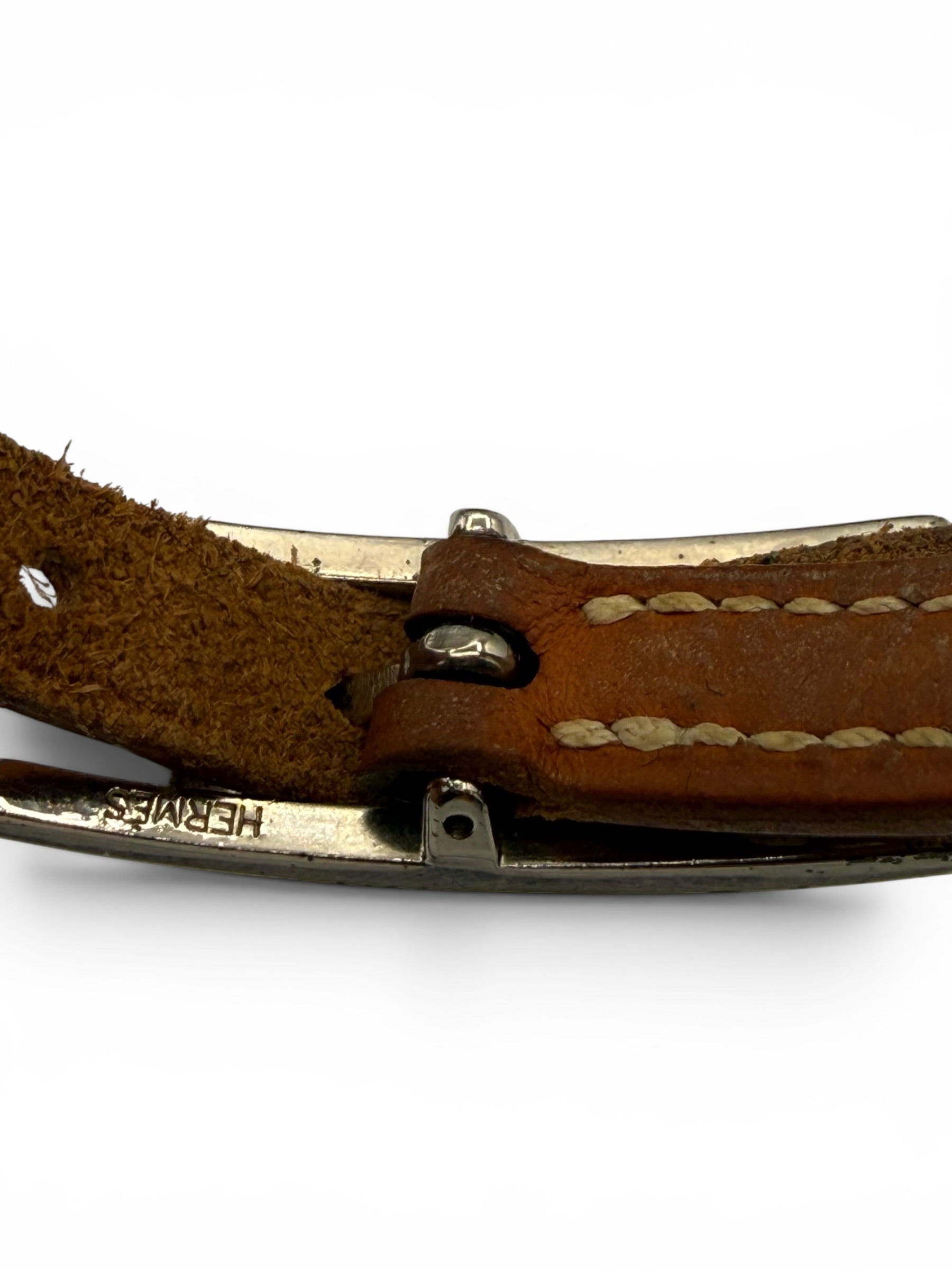 Hermès Paris Vintage Leather Bracelet Brown Gold Tone Hardware
