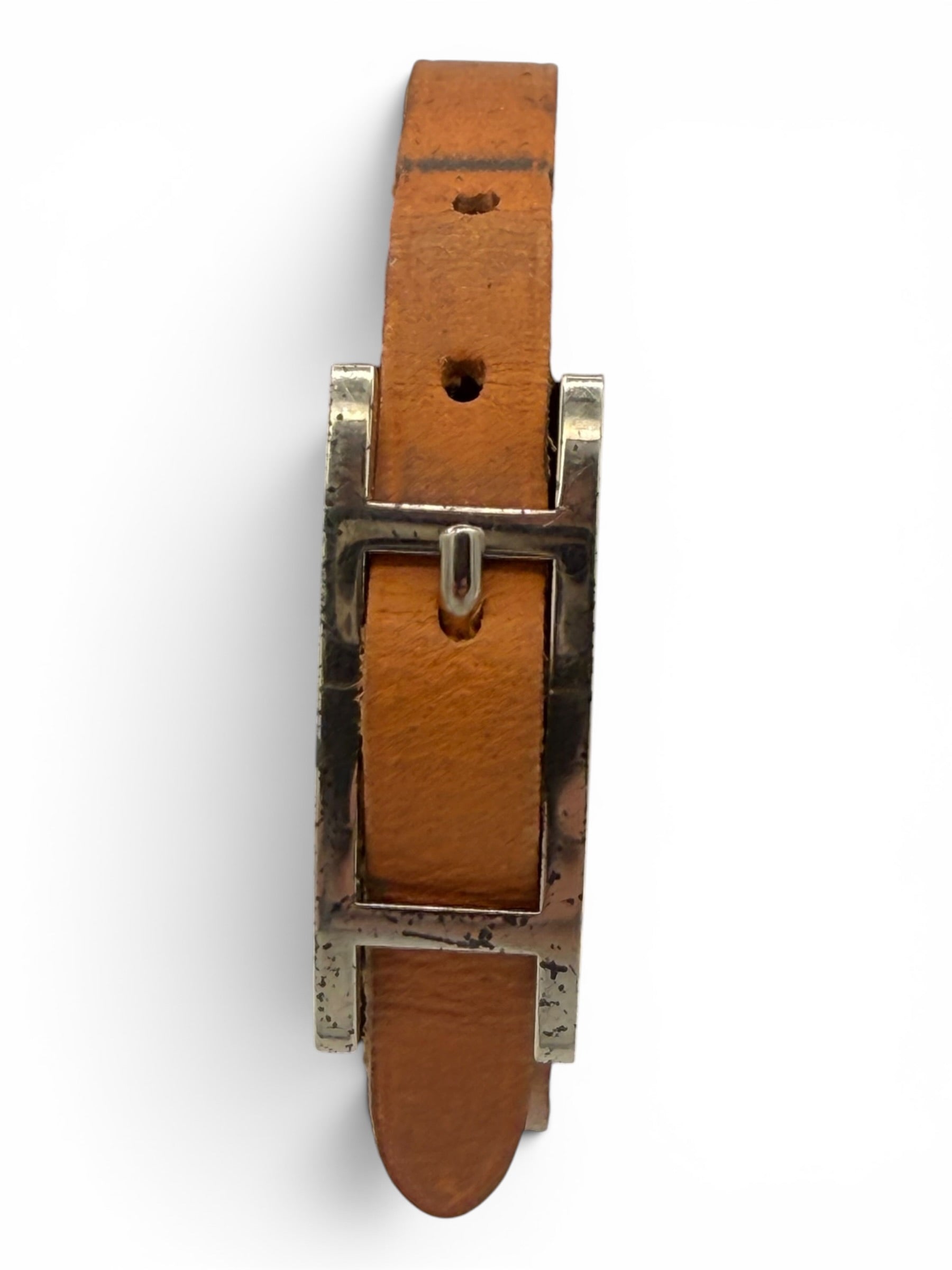 Hermès Paris Vintage Leather Bracelet Brown Gold Tone Hardware