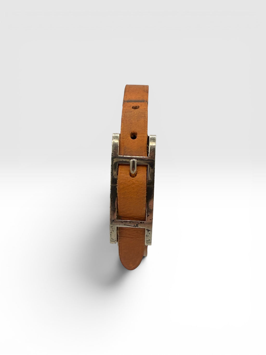 Hermès Paris Vintage Leather Bracelet Brown Gold Tone Hardware