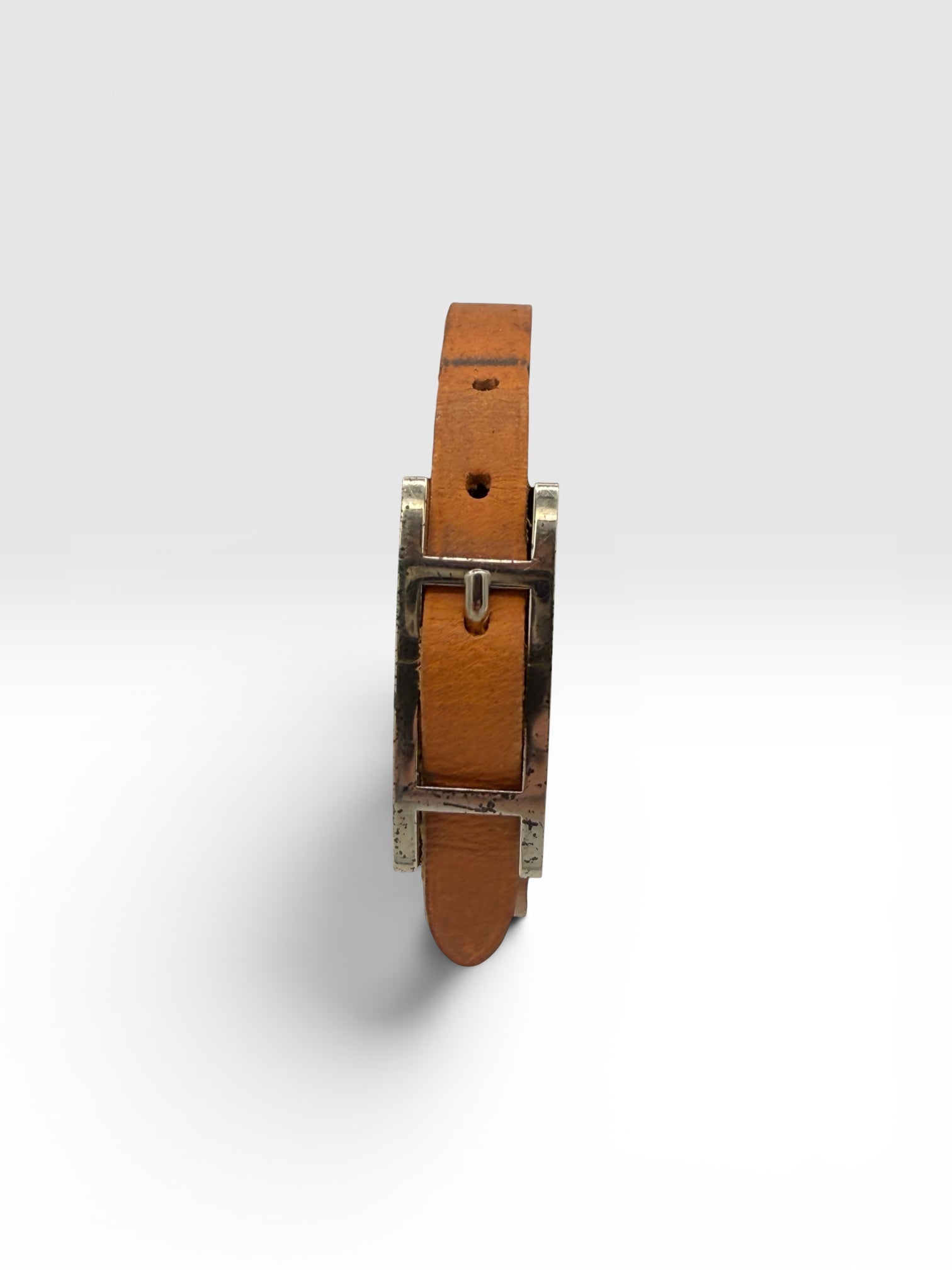 Hermès Paris Vintage Leather Bracelet Brown Gold Tone Hardware