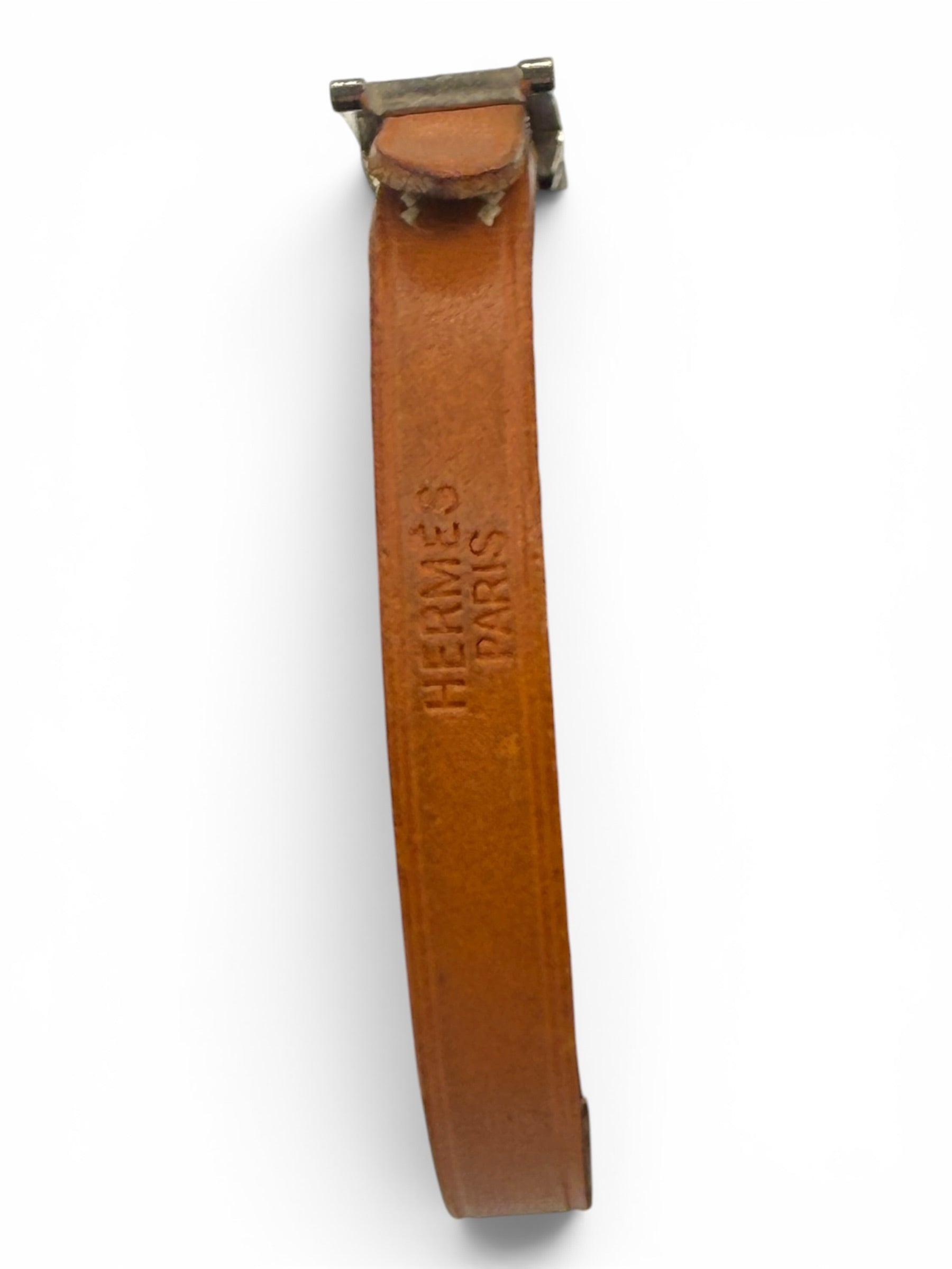 Hermès Paris Vintage Leather Bracelet Brown Gold Tone Hardware
