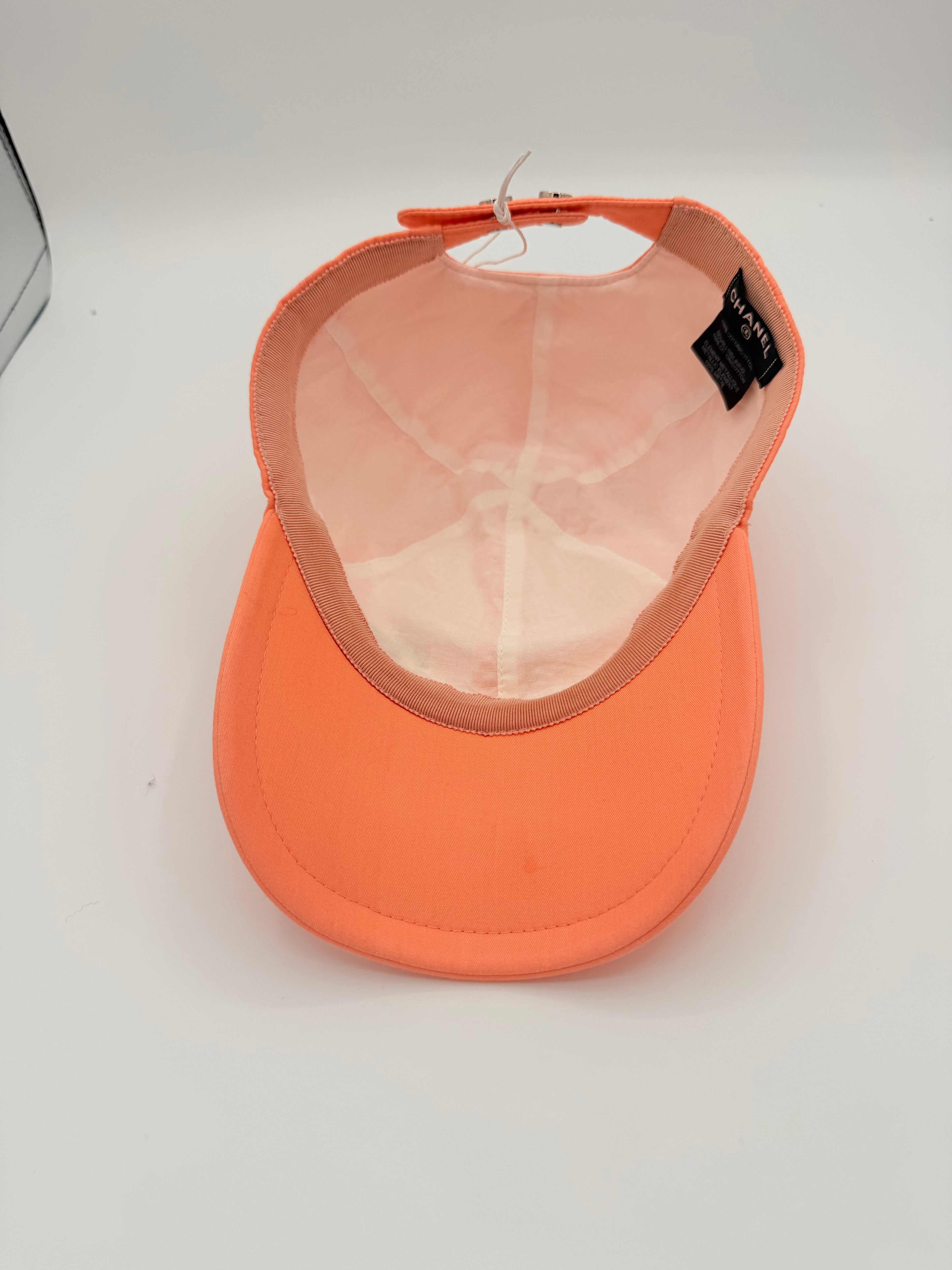Chanel Vintage Peach Cotton CC Logo Baseball Cap
