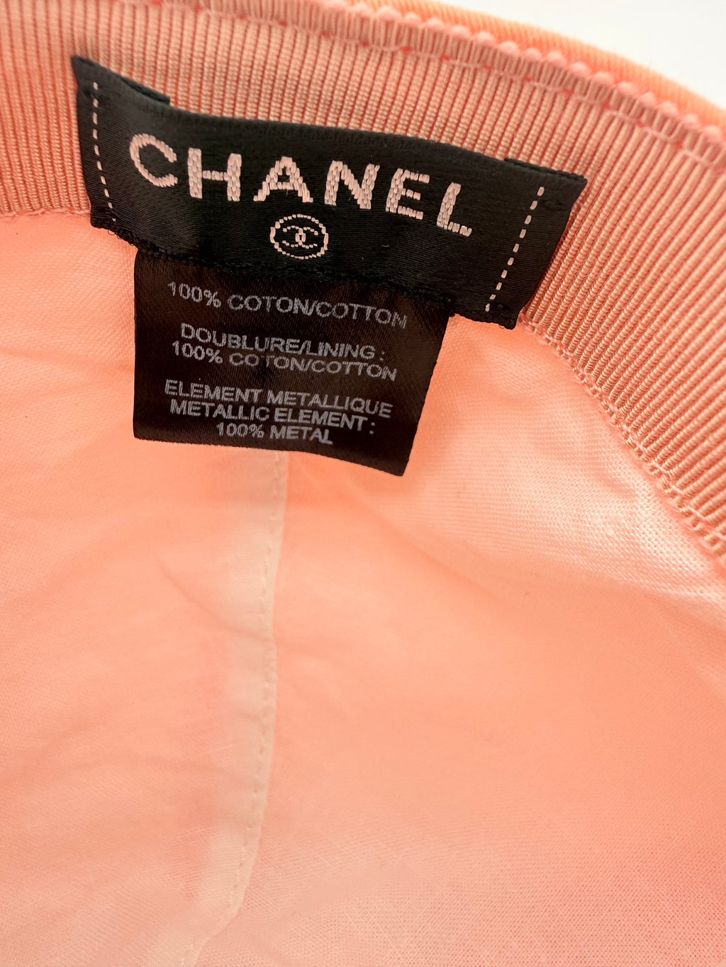 Chanel Vintage Peach Cotton CC Logo Baseball Cap