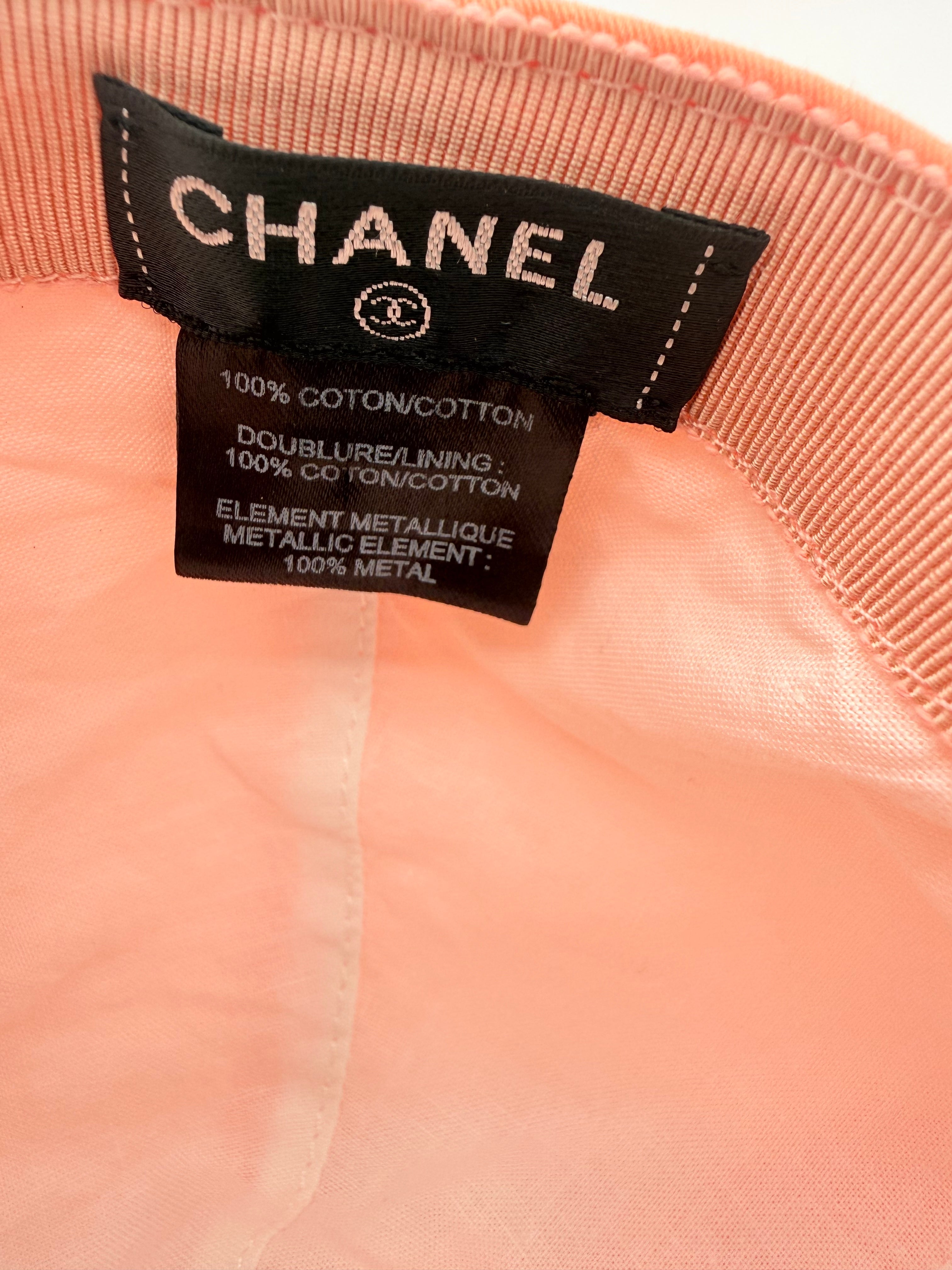 Chanel Vintage Peach Cotton CC Logo Baseball Cap